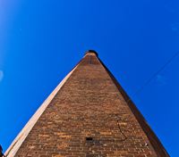 Mile End Chimney Stack, original iron railings in front